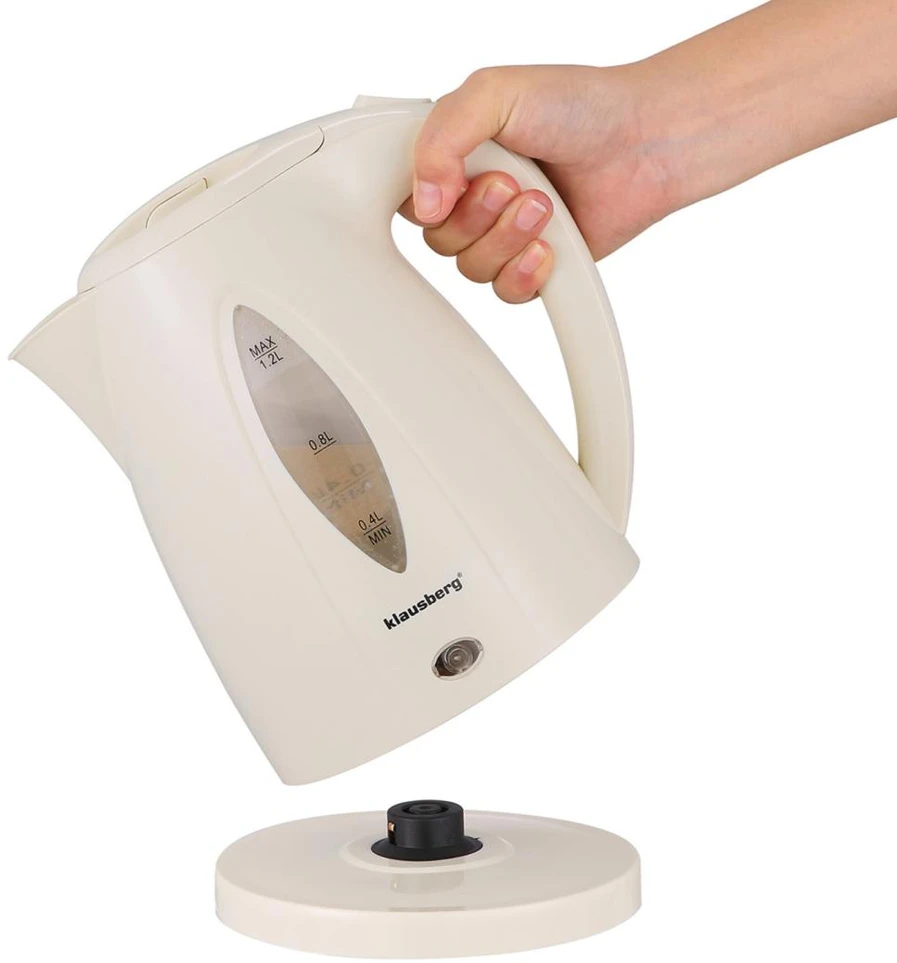 Virdulys, Elektrinis virdulys 1,2 l, grietinėlės spalvos, LED, greitai užverdantis, Klausberg
