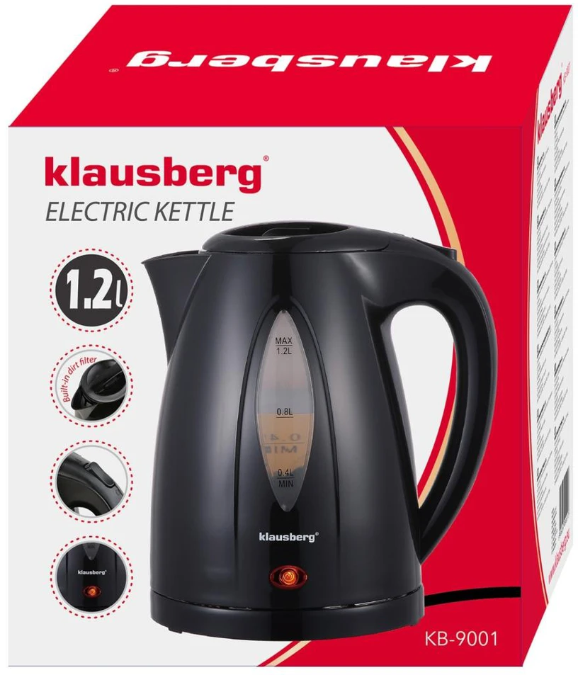 Virdulys, Elektrinis virdulys 1,2 l, juodas, greitai užverdantis, klausberg