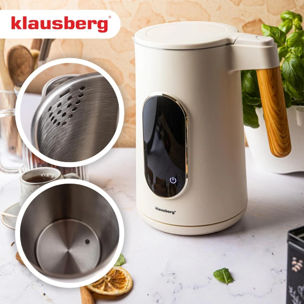 Virdulys, Elektrinis virdulys, 1,7 l, lietimui jautrus LED ekranas, temperatūros valdymas, Klausberg