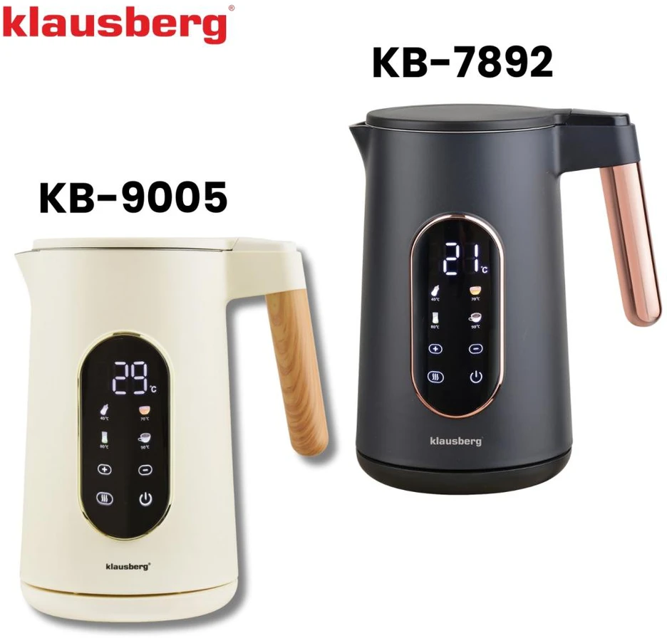 Virdulys, Elektrinis virdulys, 1,7 l, lietimui jautrus LED ekranas, temperatūros valdymas, Klausberg