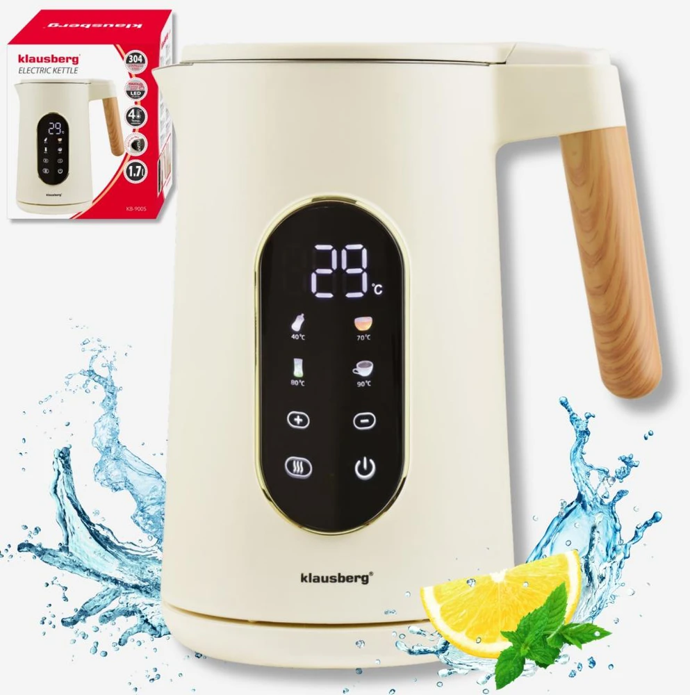 Virdulys, Elektrinis virdulys, 1,7 l, lietimui jautrus LED ekranas, temperatūros valdymas, Klausberg