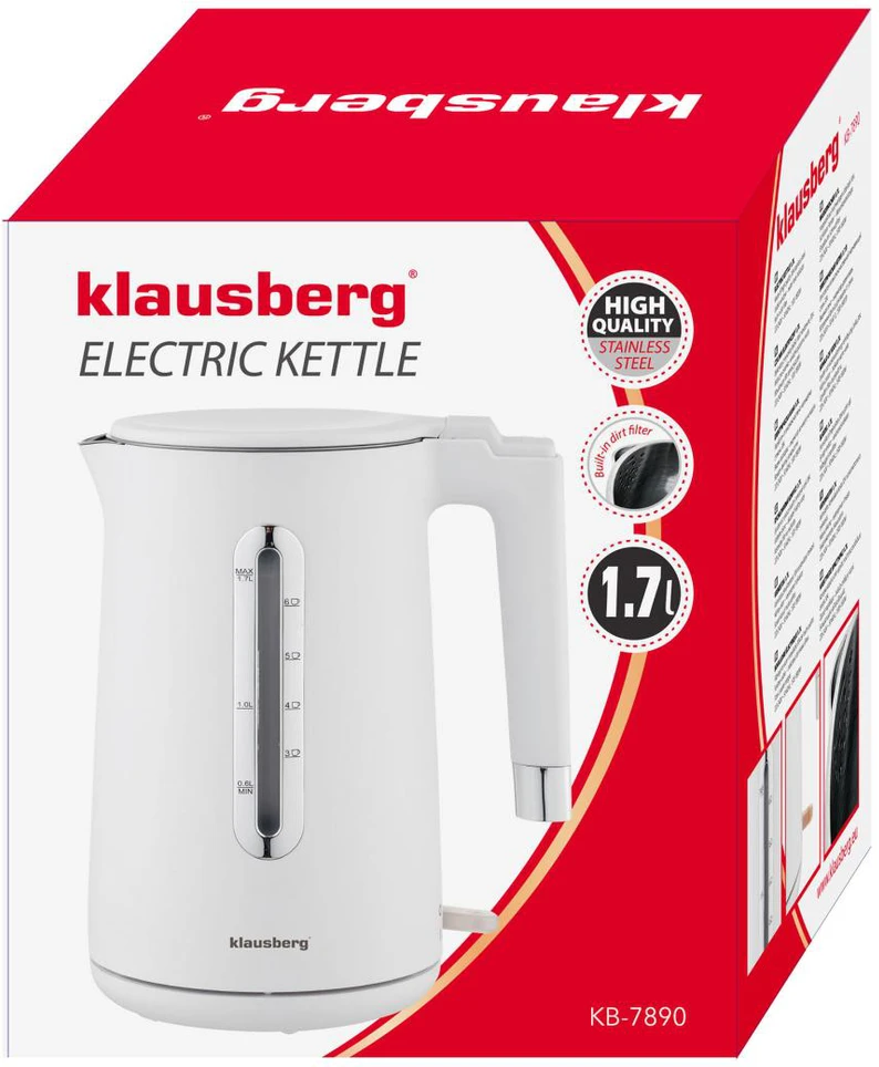 Virdulys, Elektrinis virdulys, baltas, 1,7 l, klausberg, KB-7890