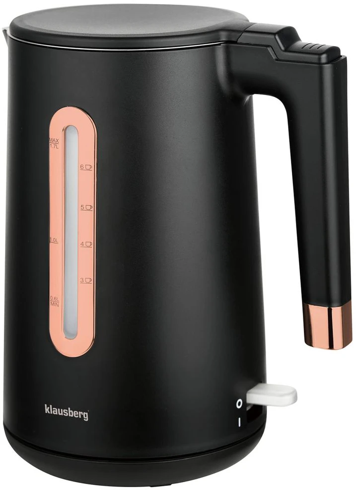 Virdulys, Elektrinis virdulys, juodas/rožinio aukso spalvos, 1,7 l, klausberg, KB-7889