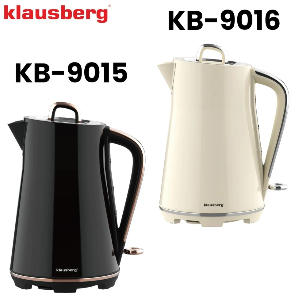 Virdulys, Elektrinis virdulys, nerūdijančio plieno, grietinėlės spalvos, 1,7 l, 1850–2200 W, klausberg, KB-9016