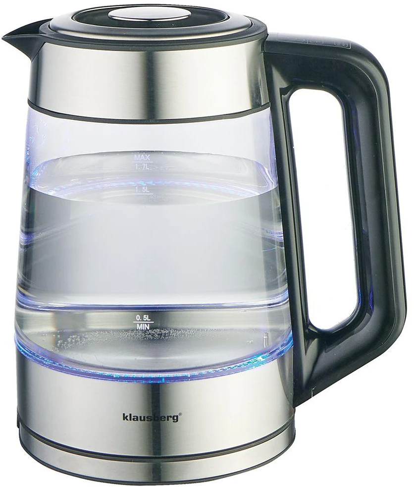 Virdulys, Elektrinis virdulys, stiklinis, su LED, 1,7 l, Klausberg, kb-7888