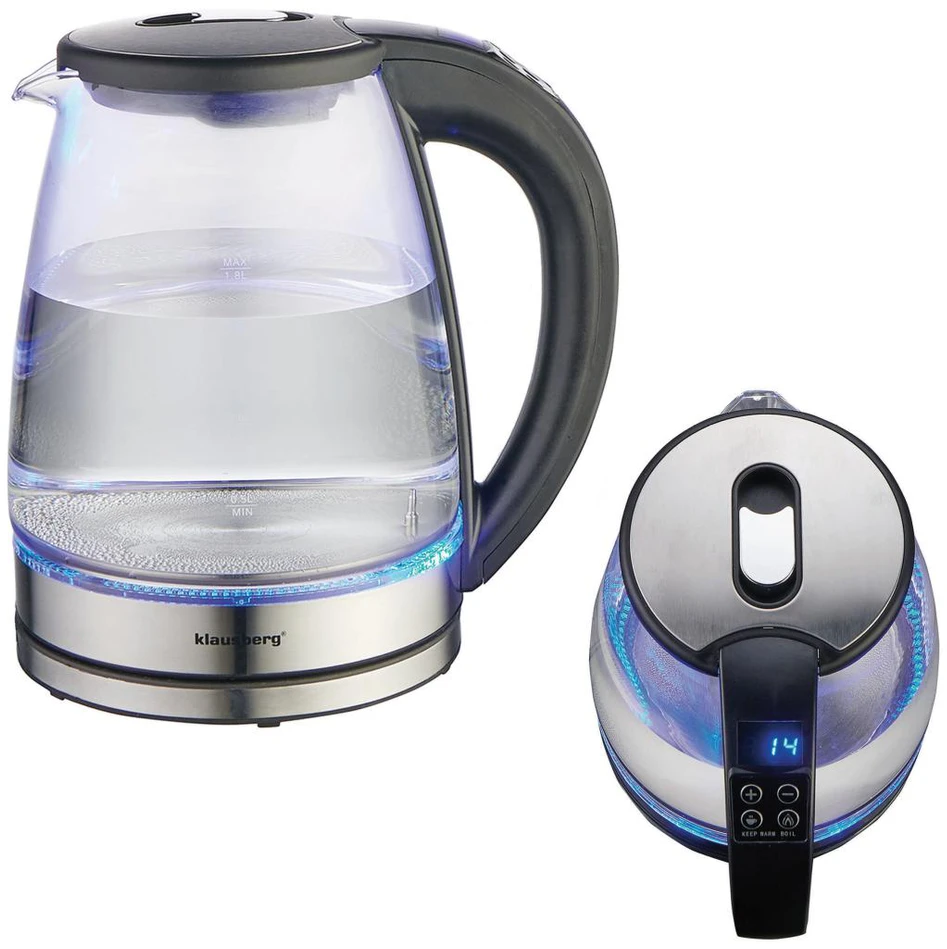 Virdulys, Elektrinis virdulys, stiklinis, su LED, 1,8 l, Klausberg, kb-7887