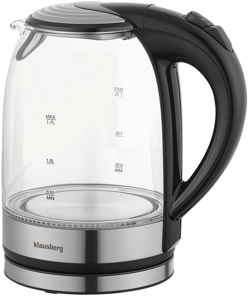 Virdulys, Elektrinis virdulys, stiklinis, su LED, 1,7 l, Klausberg, kb-7886