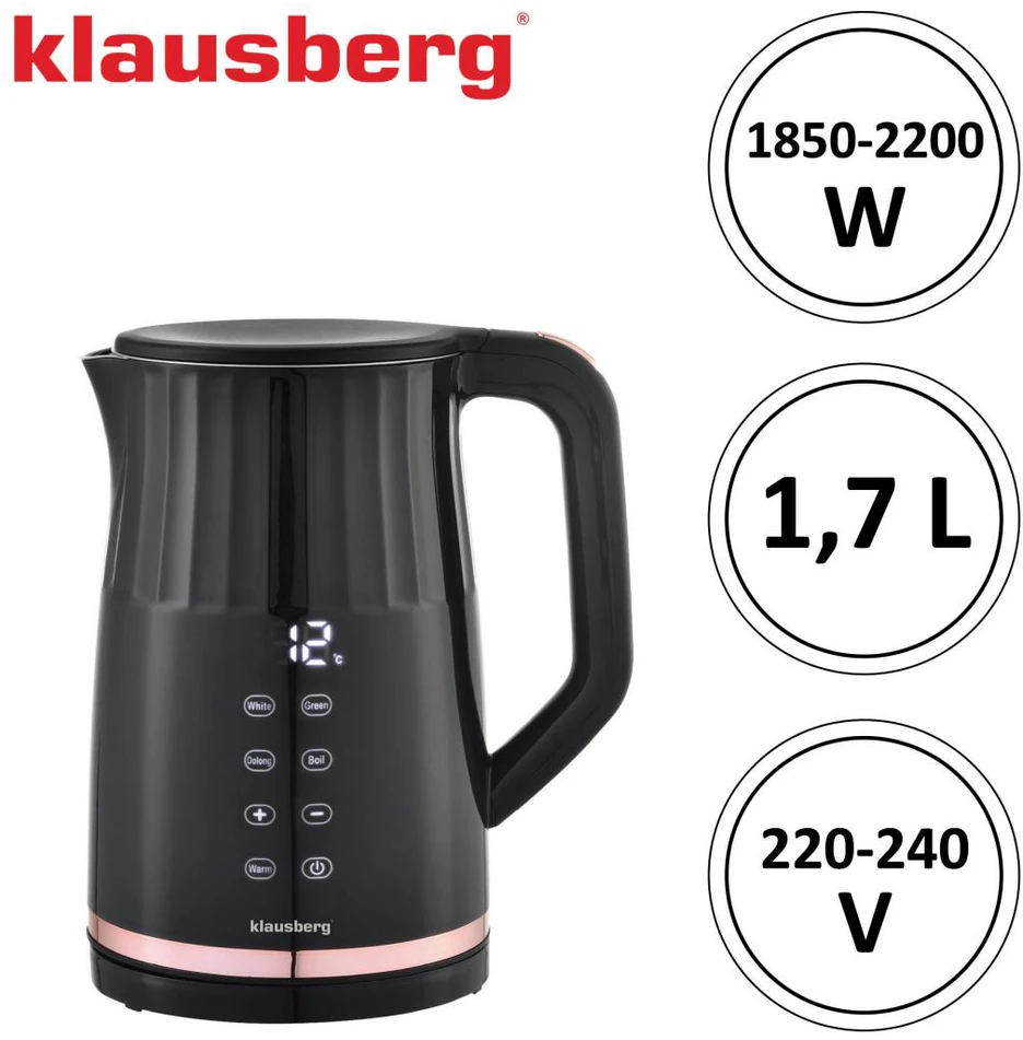 Virdulys, Elektrinis virdulys, su LED ekranu, 1,7 l, Klausberg, kb-7896
