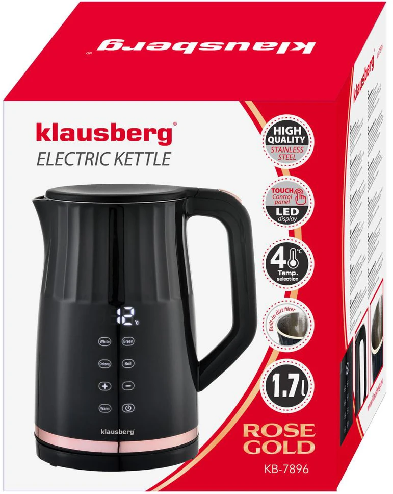 Virdulys, Elektrinis virdulys, su LED ekranu, 1,7 l, Klausberg, kb-7896