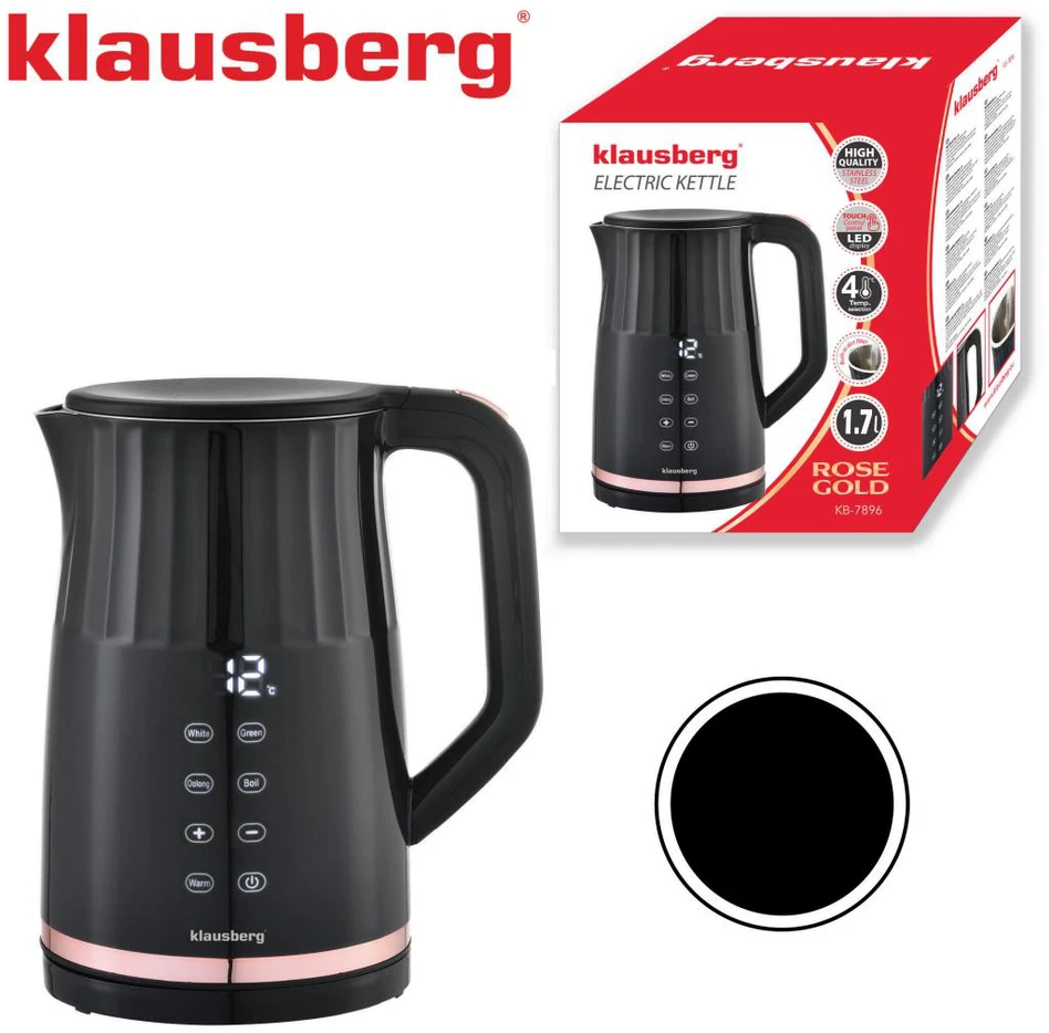 Virdulys, Elektrinis virdulys, su LED ekranu, 1,7 l, Klausberg, kb-7896