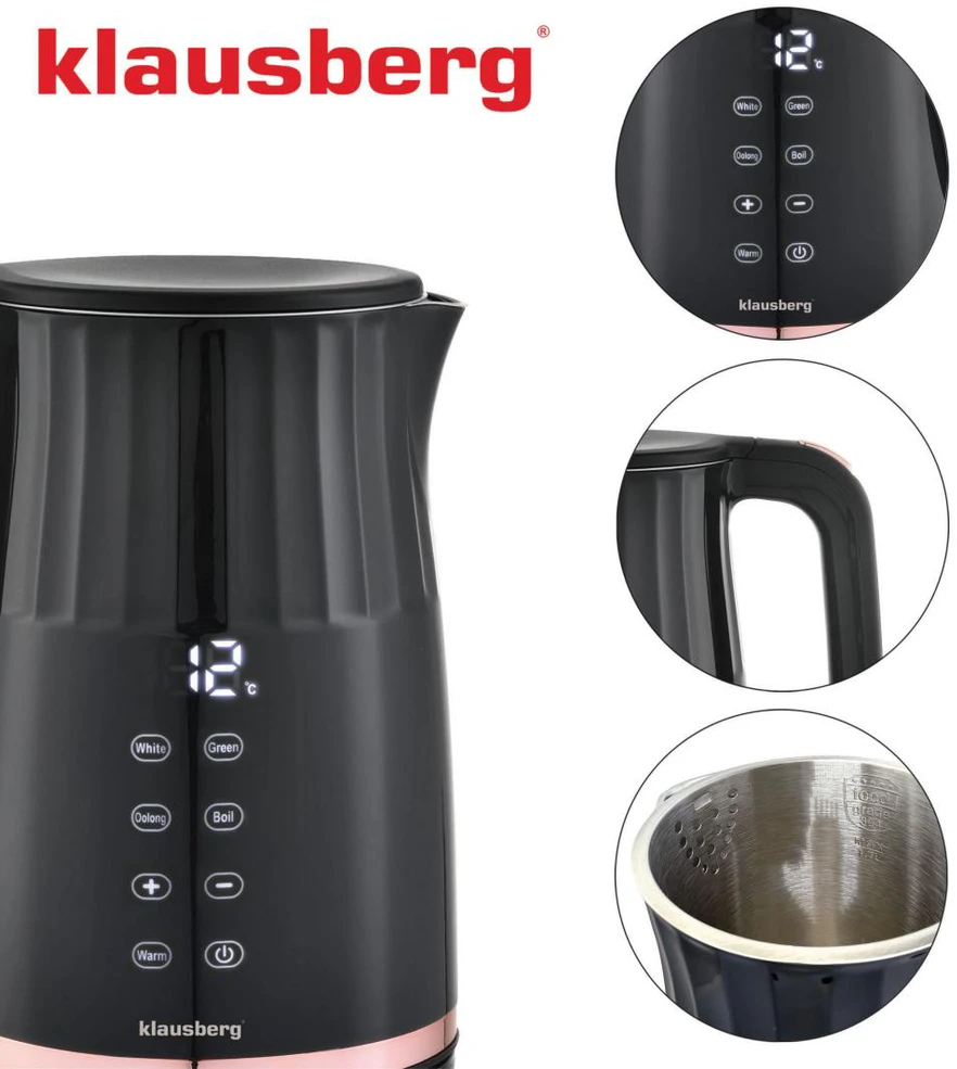 Virdulys, Elektrinis virdulys, su LED ekranu, 1,7 l, Klausberg, kb-7896