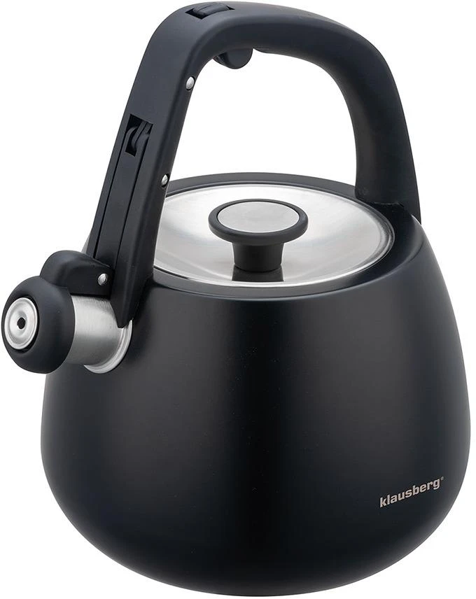 Virdulys, Nerūdijančio plieno virdulys su švilpuku, juodas, talpa 2,5 l, klausberg, kb-7774