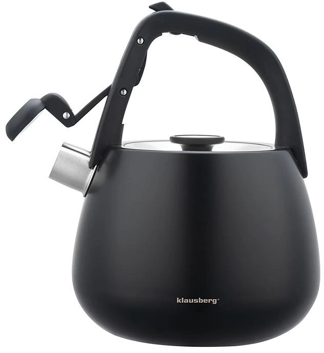 Virdulys, Nerūdijančio plieno virdulys su švilpuku, juodas, talpa 2,5 l, klausberg, kb-7774