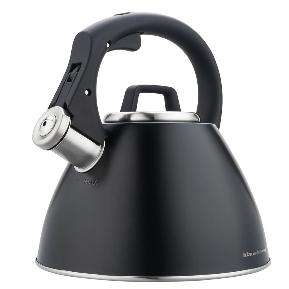 Virdulys, Plieninis virdulys 2,5 l matinės juodos spalvos su minkšta rankena, Klausberg kb-7952