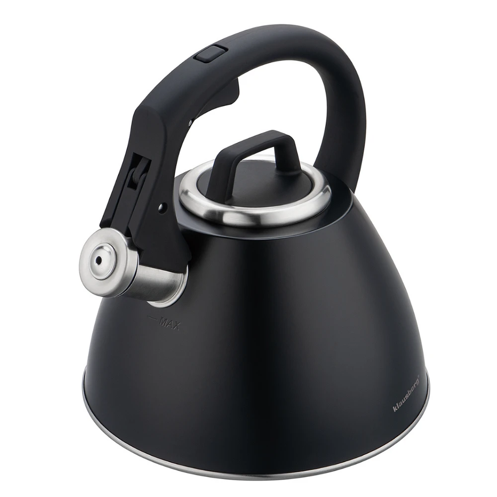 Virdulys, Plieninis virdulys 2,5 l matinės juodos spalvos su minkšta rankena, Klausberg kb-7952