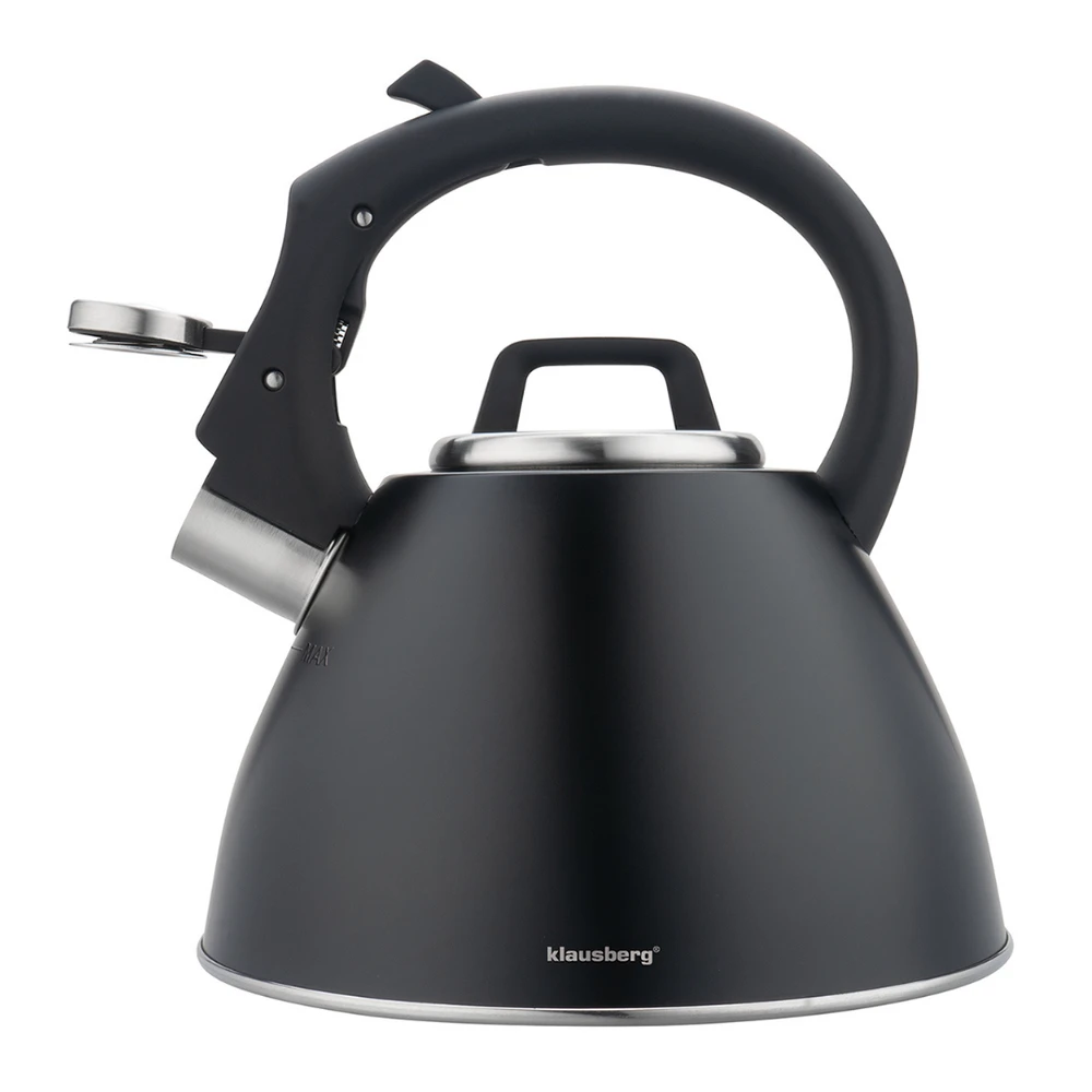 Virdulys, Plieninis virdulys 2,5 l matinės juodos spalvos su minkšta rankena, Klausberg kb-7952