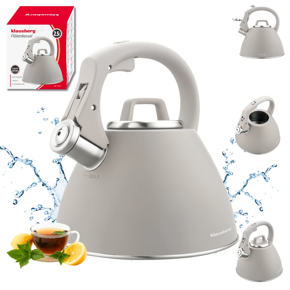 Virdulys, Plieninis virdulys 2,5 l, pilkas, Klausberg kb-7953