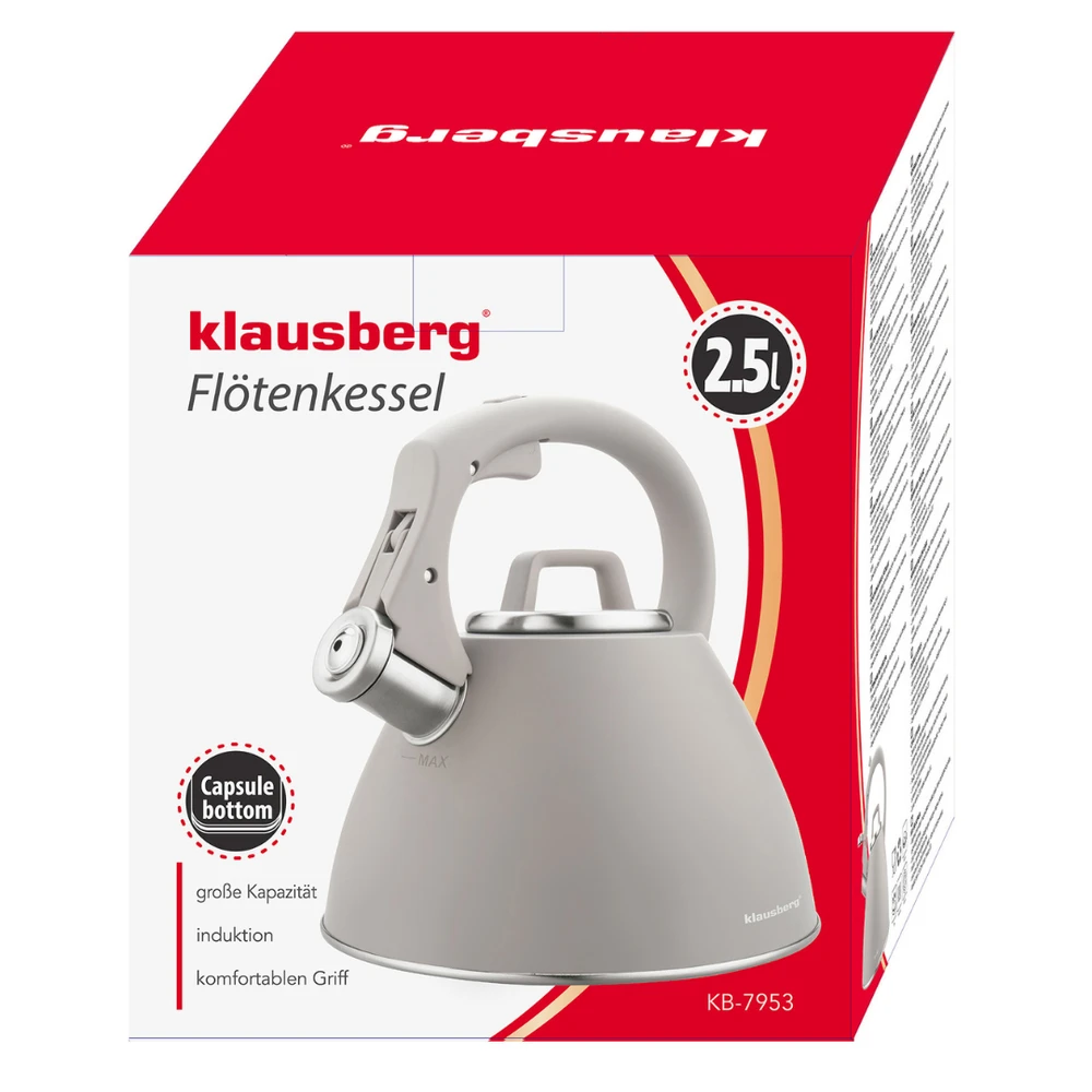 Virdulys, Plieninis virdulys 2,5 l, pilkas, Klausberg kb-7953