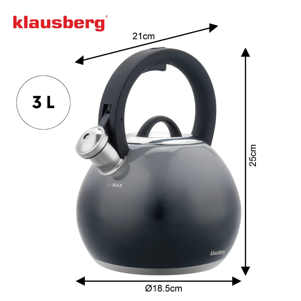 Virdulys, Plieninis virdulys 3 l grafito blizgesio, klausberg KB-7955