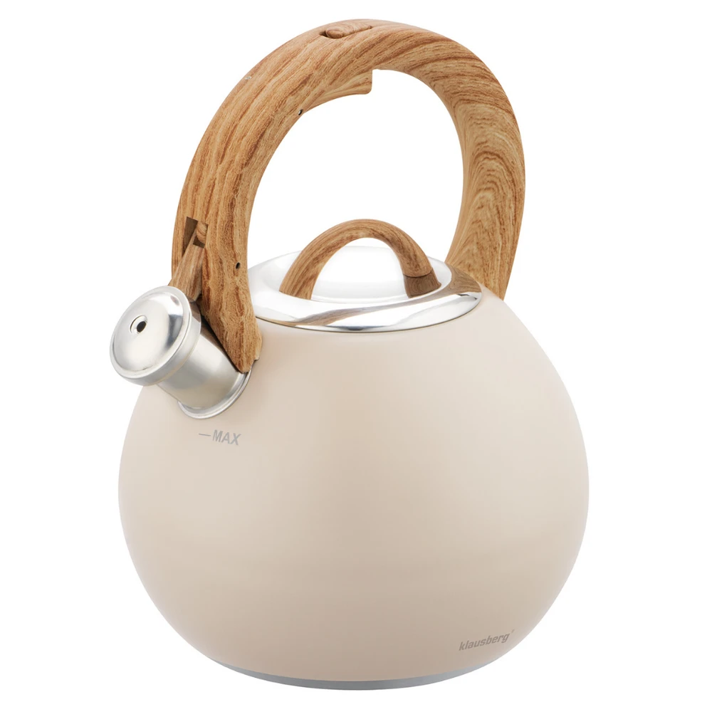 Virdulys, Plieninis virdulys 3 l, matinės smėlio spalvos, su medžio imitacijos rankena, Klausberg kb-7956