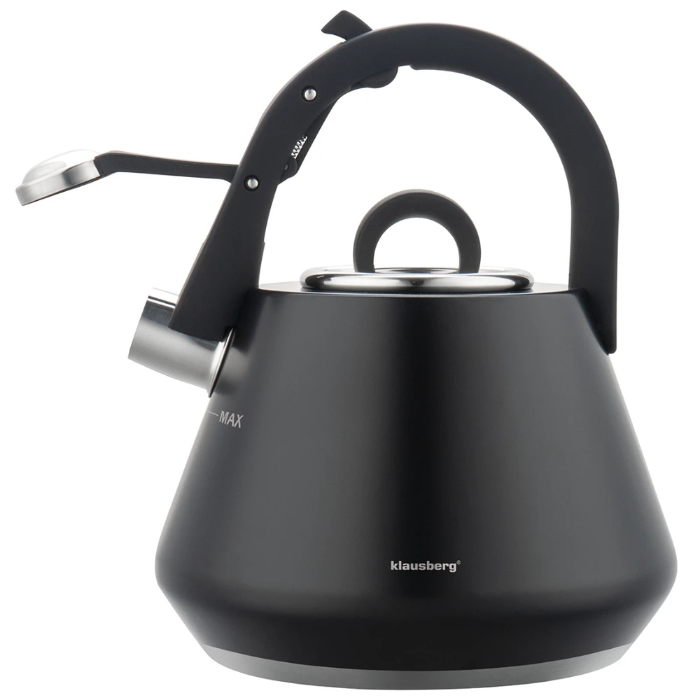 Virdulys, Plieninis virdulys su švilpuku, 2,5 l, matinės juodos spalvos, Klausberg kb-7948