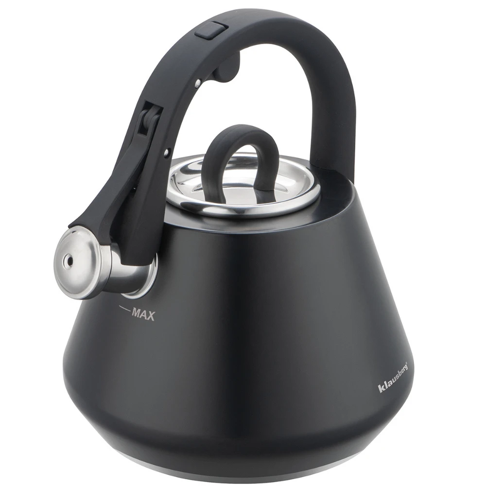 Virdulys, Plieninis virdulys su švilpuku, 2,5 l, matinės juodos spalvos, Klausberg kb-7948