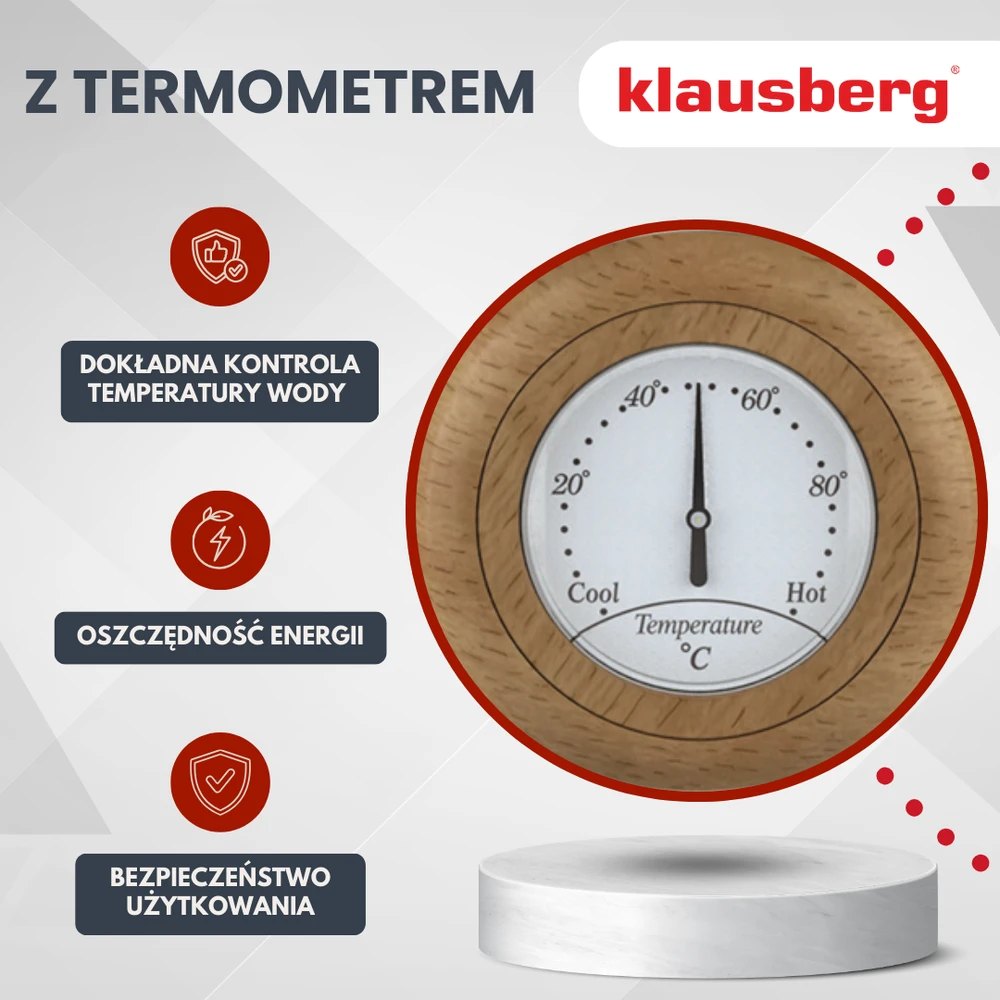 Klausberg Virdulys, Retro elektrinis virdulys su termometru, 1,7 l, kreminės spalvos, 304 nerūdijančio plieno