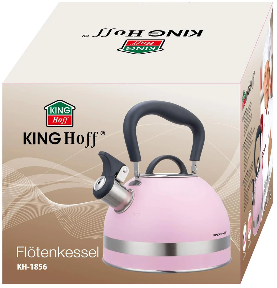 Czajnik, King Hoff Virdulys su švilpuku, rožinis, 1,8 l