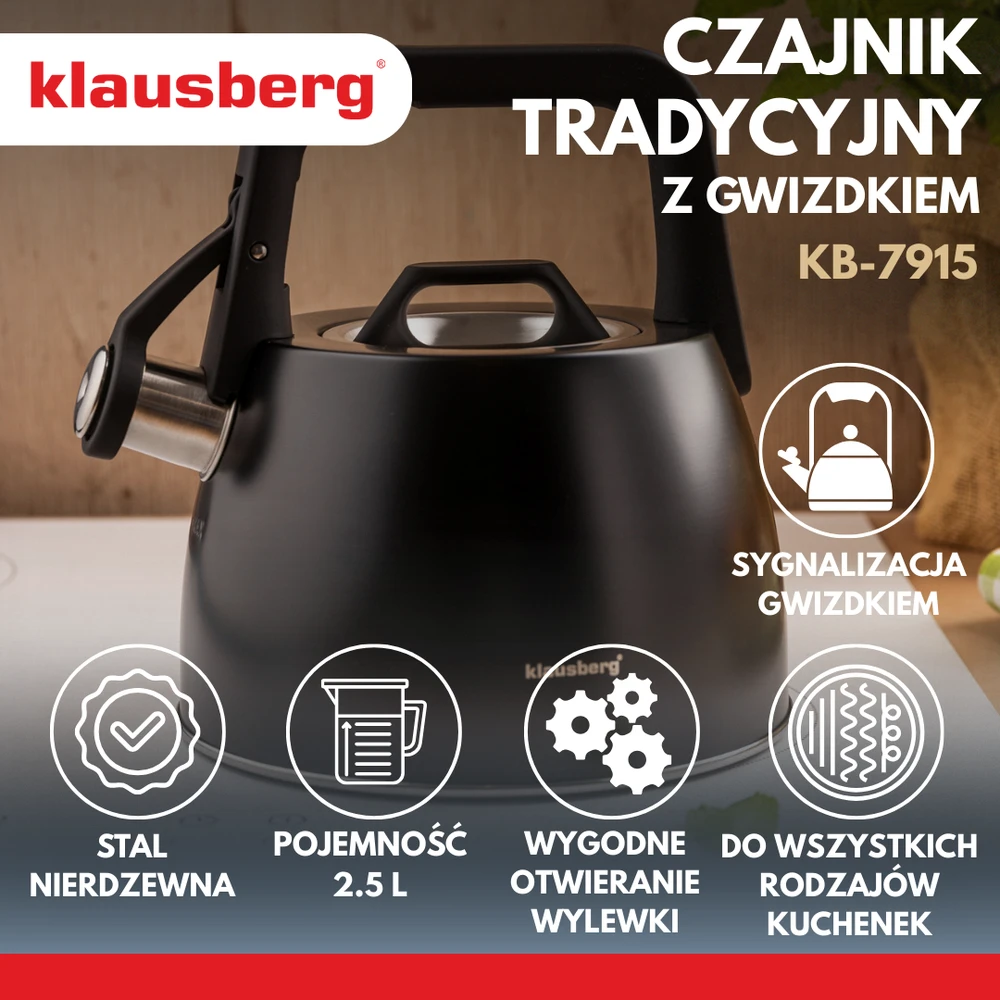 Virdulys tradicinis 2,5l, juoda klausberg
