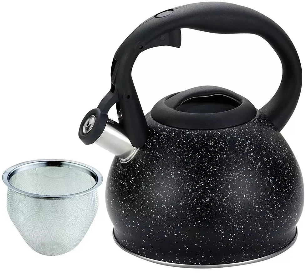 King Hoff Virdulys, Virdulys su sieteliu, plieno, 1,2 l, juodo marmuro, Kinghoff