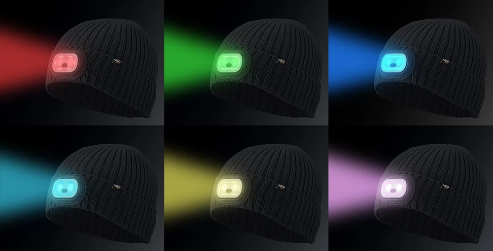 Kepurė Czapka Dangtelis su RGB LED žibintuvėliu, grafito spalvos
