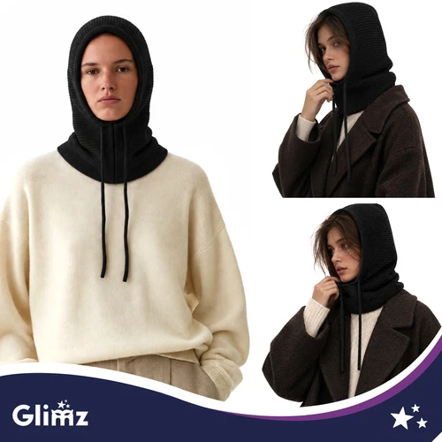 Winter hat/hood - juodas Glimz