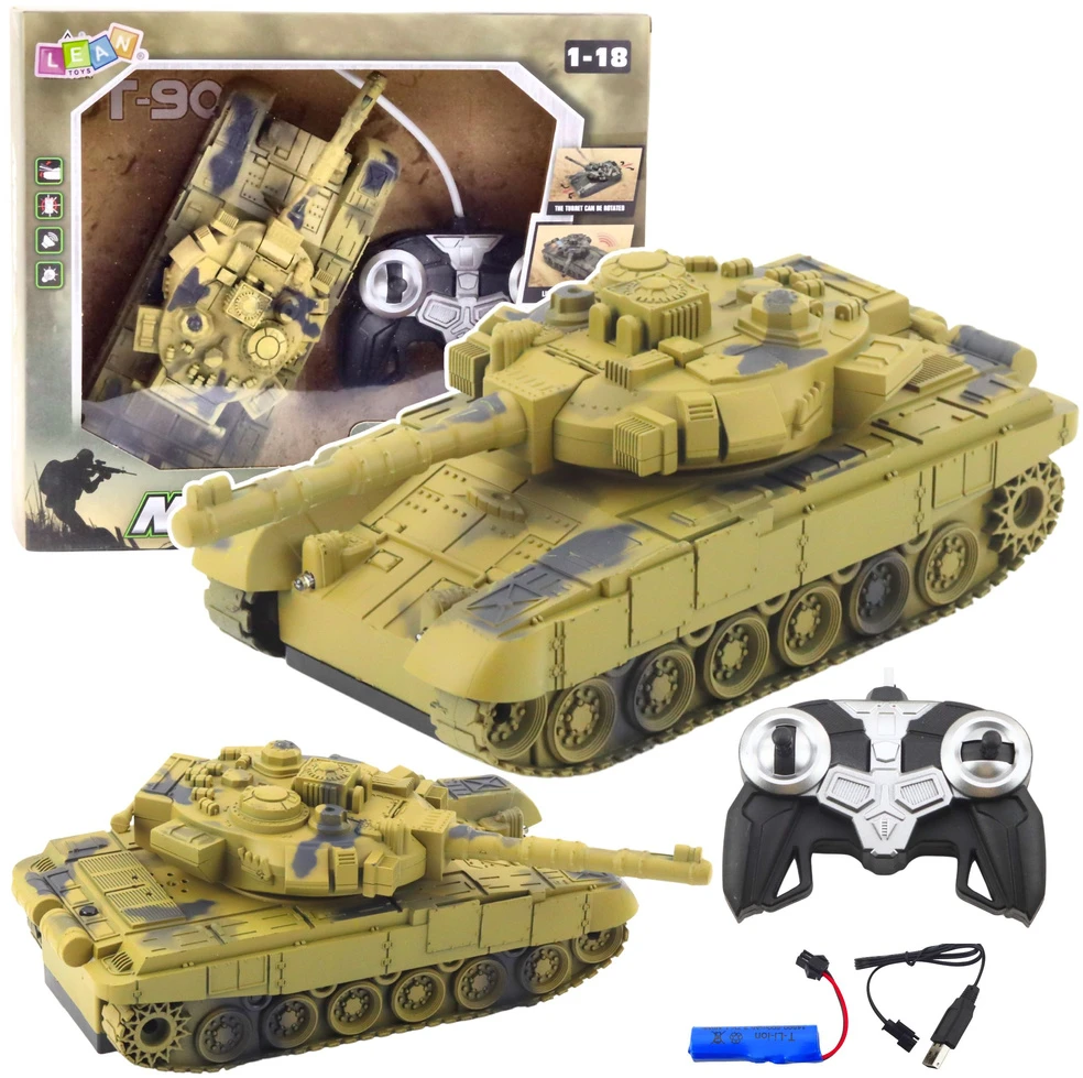 Lean Toys Nuotoliniu būdu valdomas tankas T90 1:18