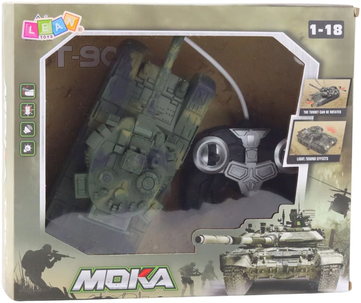 Lean Toys Nuotoliniu būdu valdomas tankas T90 1:18