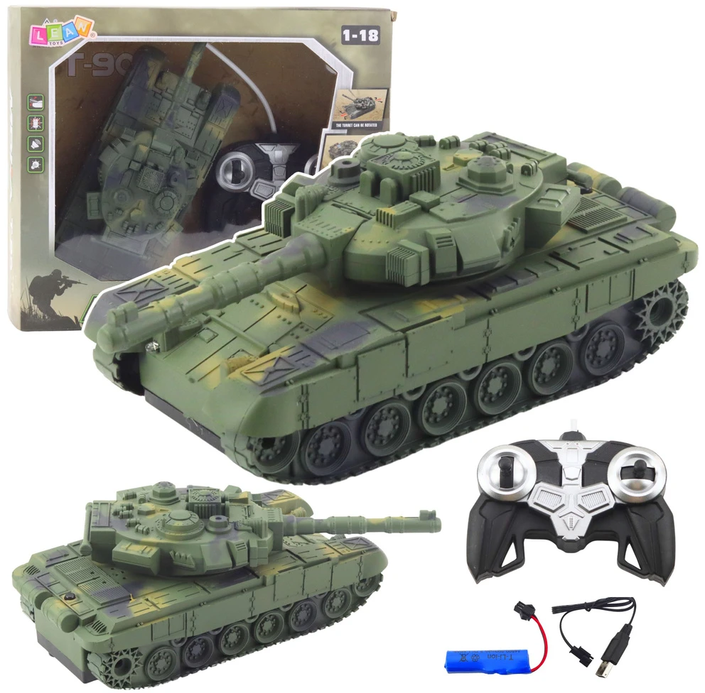 Lean Toys Nuotoliniu būdu valdomas tankas T90 1:18