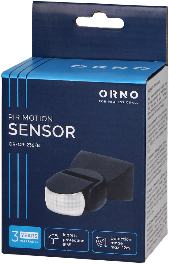 Energizer ORNO MOTION SENSOR 180 DEGREE IP65, 1200 W Juodas VERTICAL AND HORIZONTAL ADJUSTMENT &&