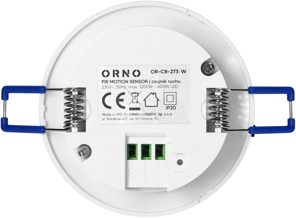 Orno Czujnik 360° judesio jutiklis, IP20, 1200 W, maks. veikimo nuotolis 8 m, baltas