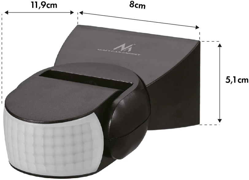 Czujnik „Maclean“ PIR judesio jutiklis, infraraudonųjų spindulių, su nuotolinio valdymo pultu, maks. 800 W (lemputė), maks. 1200 W (LED), MCE241 B