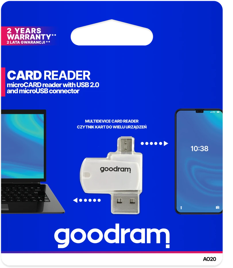 Micro SD kortelių skaitytuvas Goodram OTG (USB+microUSB)