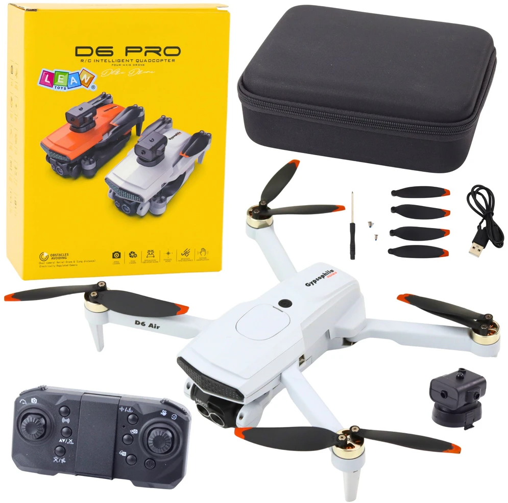 Lean Toys Šviesiai pilkas dronas su kamera D6 PRO