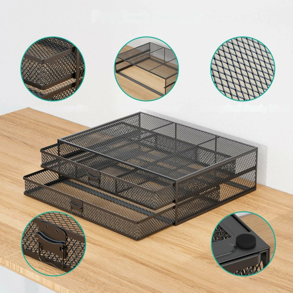 ATL Metalinis stovas monitoriams su dviem stalčiais, 40x29,5x11,5 cm