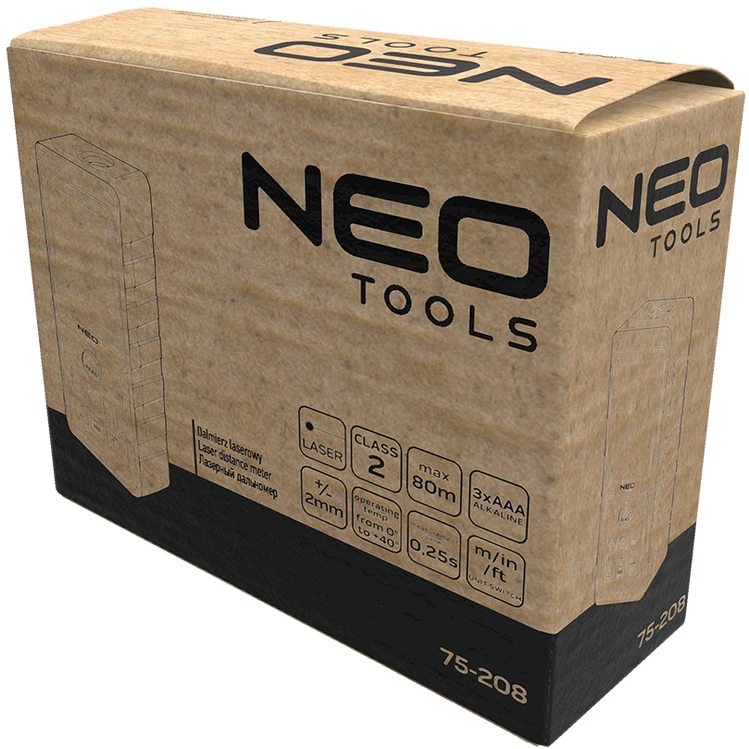 Neo Tools Dalmierz Lazerinis atstumo ieškiklis, 80 m diapazonas, IP54