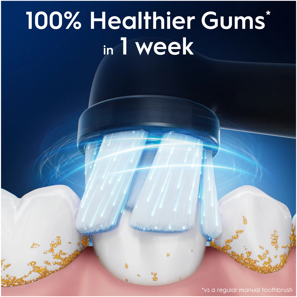 Dantų šepetėlis „Oral B iO“ serijos „Gentle Care“ keičiamos dantų šepetėlio galvutės – juodos – 3 vnt.