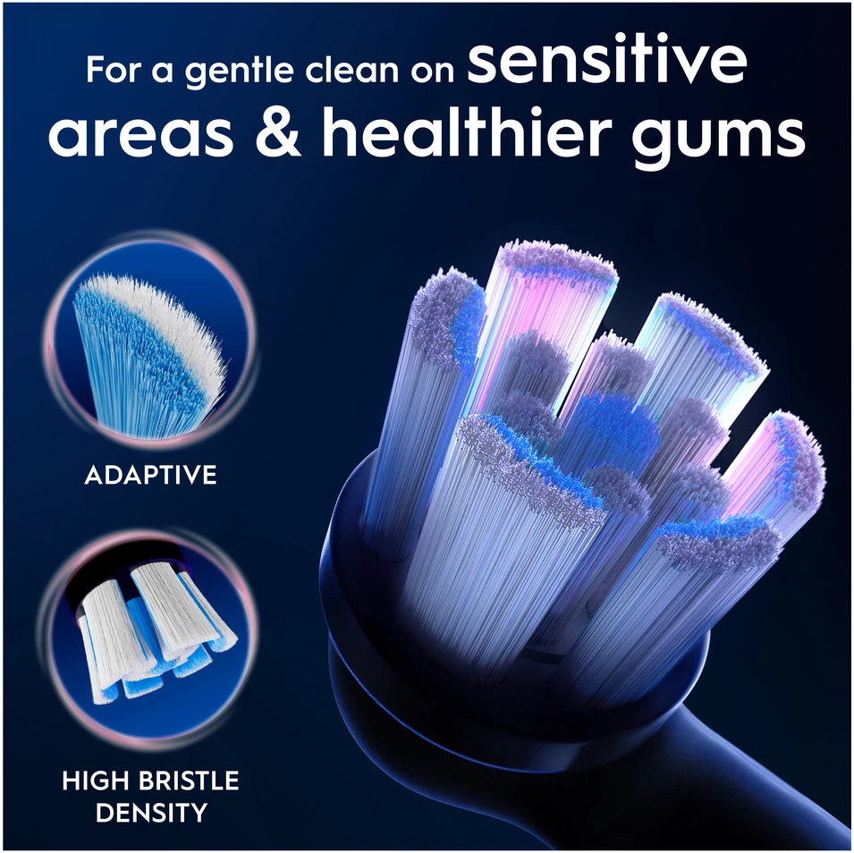 Dantų šepetėlis „Oral B iO“ serijos „Gentle Care“ keičiamos dantų šepetėlio galvutės – juodos – 3 vnt.