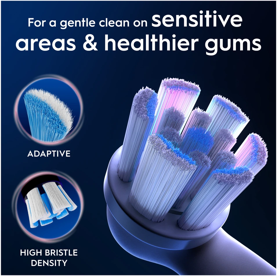 „Oral B iO“ serijos „Gentle Care“ keičiamos dantų šepetėlio galvutės – baltos – 8 vnt.
