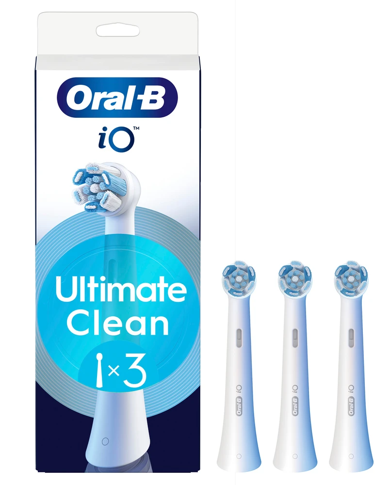 „Oral B iO“ serijos „Ultimate Clean“ keičiamos dantų šepetėlio galvutės – baltos – 3 vnt.