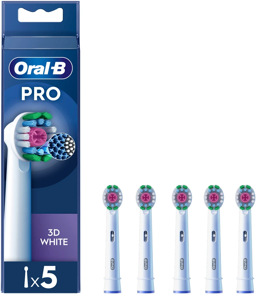 „Oral B Pro 3D Baltas“ dantų šepetėlio galvutės – baltos – 5 vnt.