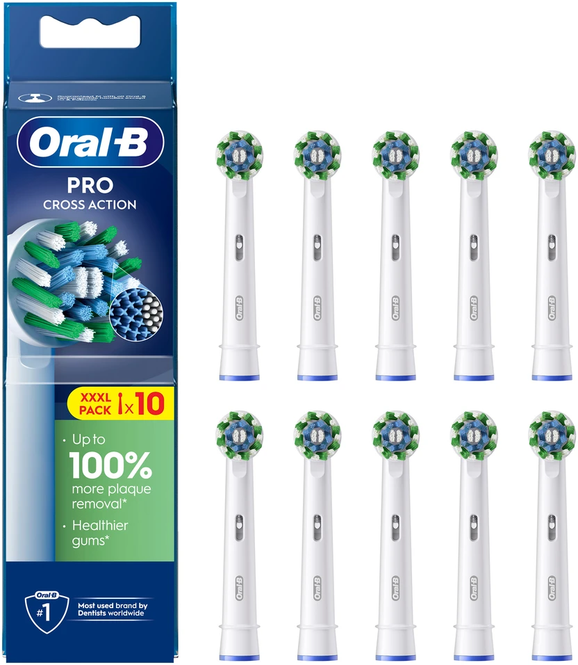 „Oral-B Pro Cross Action“ dantų šepetėlio galvutės, baltos, 10 vnt.