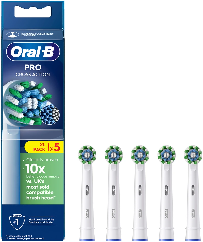 „Oral B Pro Cross Action“ dantų šepetėlio galvutės – baltos – 5 vnt.