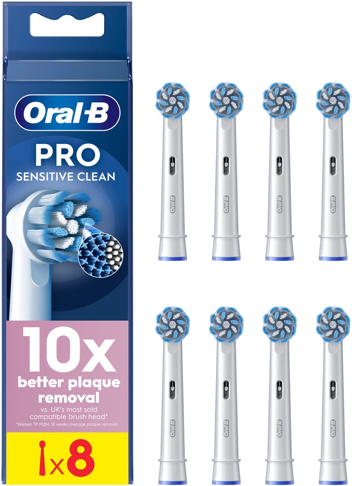 Dantų šepetėlis „Oral B Pro Jautrus Clean“ dantų šepetėlio galvutės – baltos – 8 vnt.